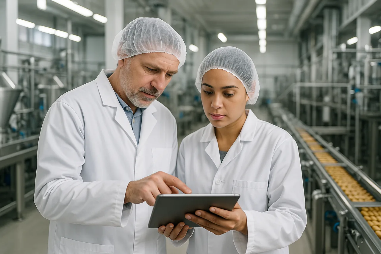 Linha de produção de indústria de alimentos durante a transição da Reforma Tributária